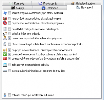 Zobrazení rozšířeného nastavení