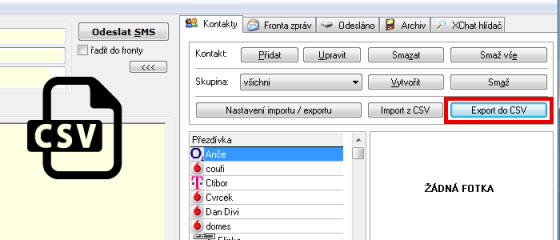 Export kontaktů ve starém Krtečkovi