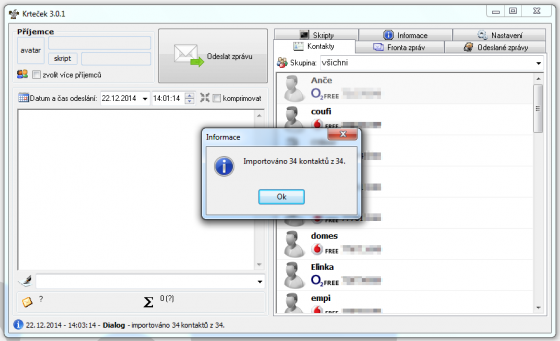 Kontakty importovány