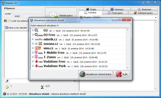 Aktualizace skriptů