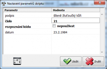Parametry skriptu